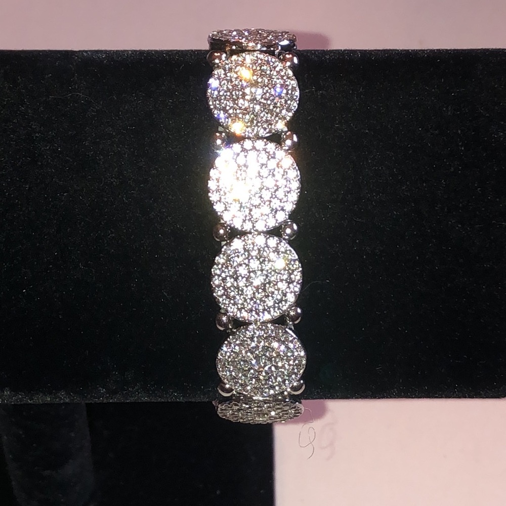 Sparkling Round CZ Link Stretchy Boho Bracelet
